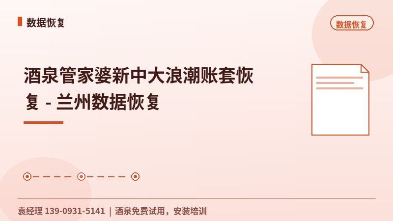 酒泉管家婆新中大浪潮账套恢复 - 兰州数据恢复